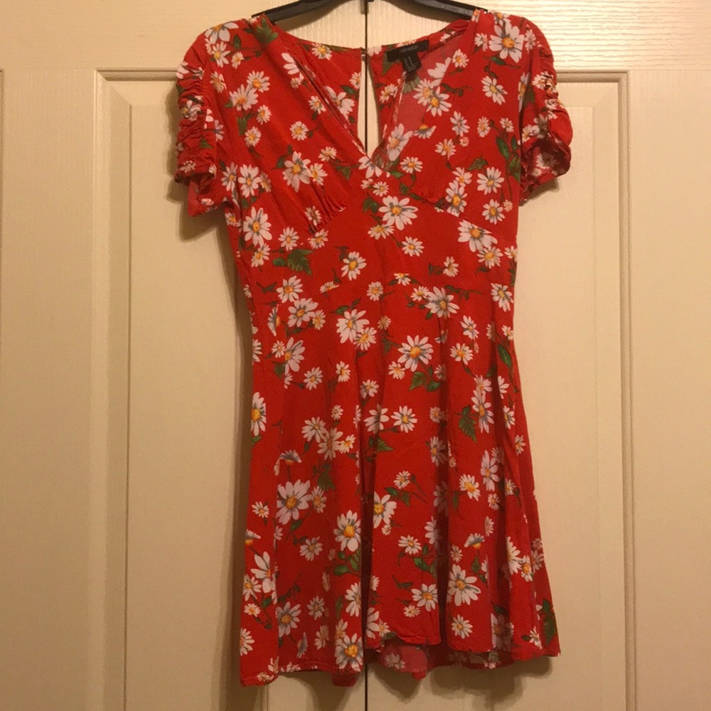 Red floral dress